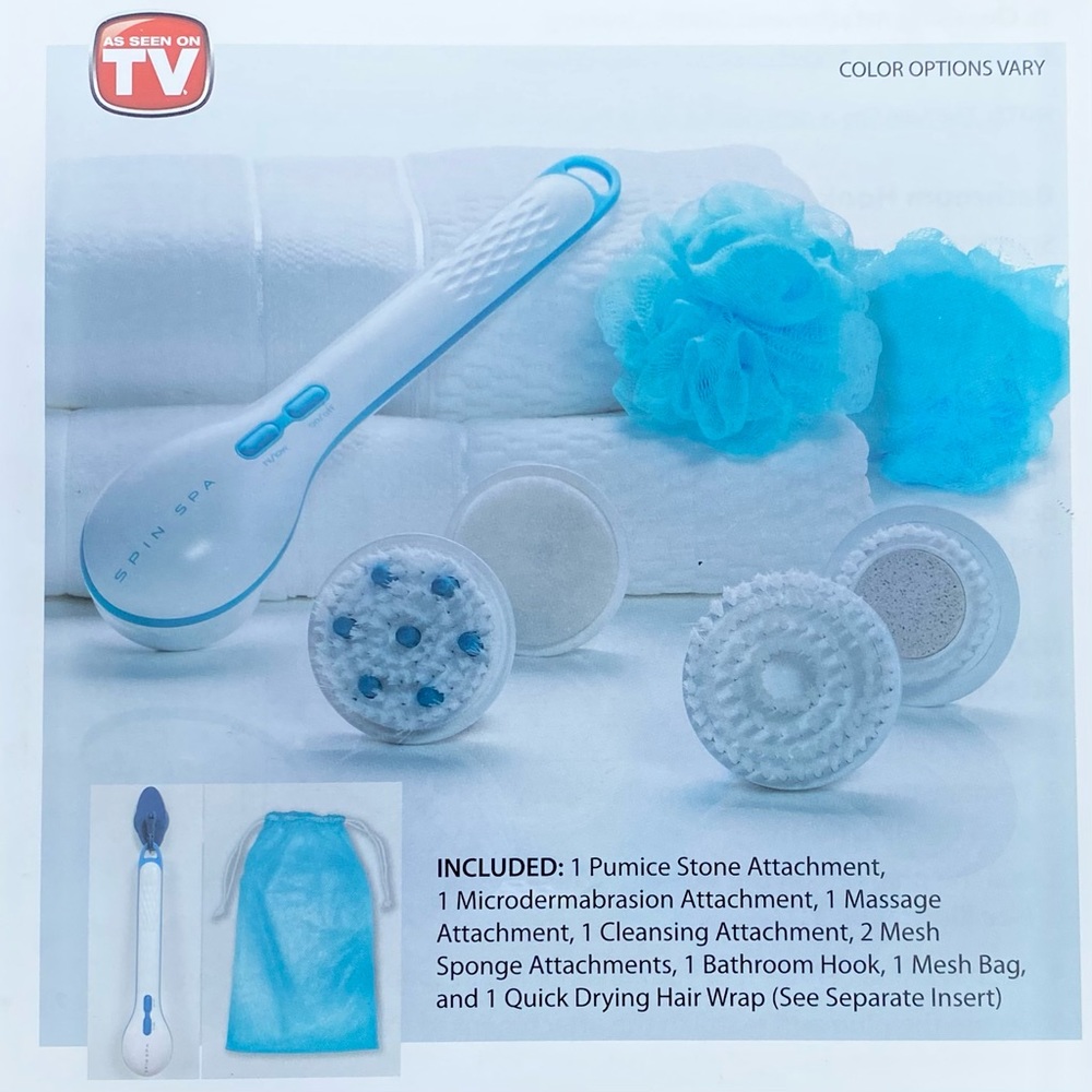 Deluxe 9 Piece SPIN SPA Spinning Brush Collection-Shower Spa Experience!